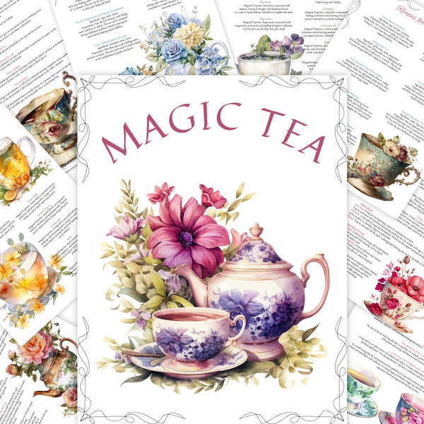 Tea Magic, Grimoire Printable Pages, Book of Shadow