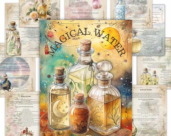 Magical Water Recipes: Printable Grimoire Pages (PDF Download)