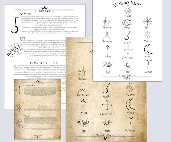 Witches Rune Bundle - Printable Grimoire Pages & Rune Magic Cards