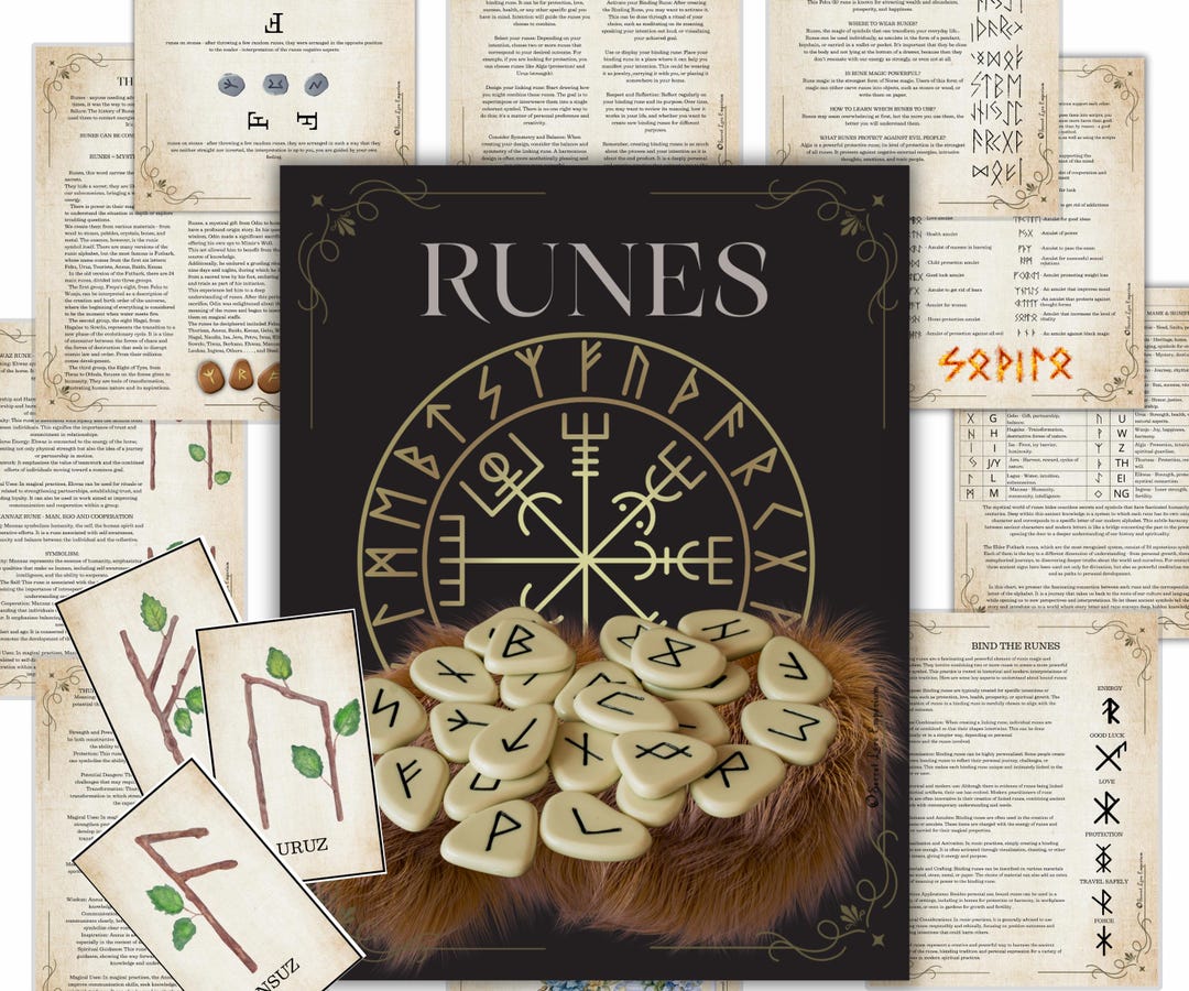 Rune Magic Elder Futhark Meanings, Printable Grimoire Pages + Runes ...
