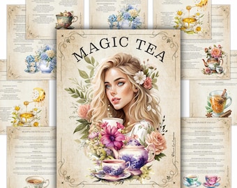Recetas de té mágico: Páginas de grimorio (PDF imprimible)