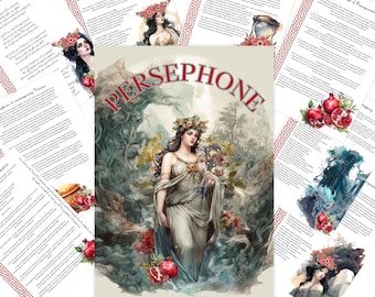 Persephone Goddess Greek Mythology, Grimoire Pages Printable