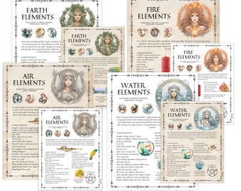 Four Elements Grimoire Pages, Witchcraft Pages
