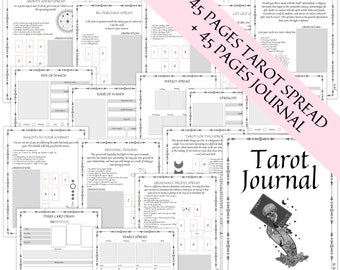 TAROT SPREAD Journal + Stickers Printable Cheat Sheet, Tarot Spread Guide, Tarot Cheat Sheets, Tarot Readings