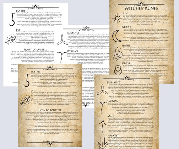 Witches Rune Bundle - Printable Grimoire Pages & Rune Magic Cards