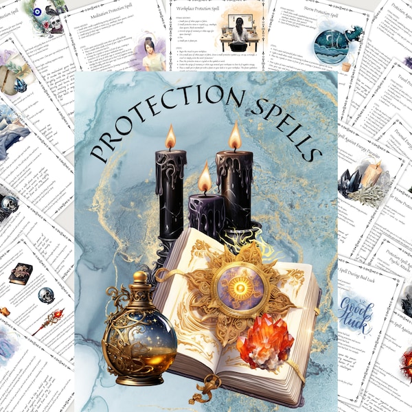 Protection Spell, Witchcrafts Grimoire Pages, For instant download