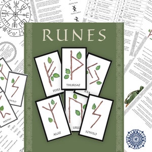 Rune Magic Elder Futhark Significations, Grimoire Pages imprimables + Runes Oracle - Cartes celtiques - 24 cartes