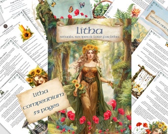 Litha Sabbat 52 Seiten Grimoire Seiten, Hexerei Pagan Wicca, Sofortiger Download