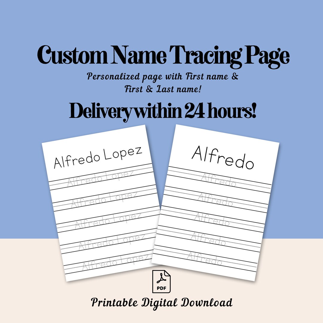 Custom Name Tracing Sheet Handwriting Practice Personalized Name Trace ...