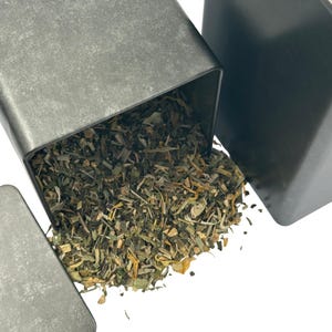 Tea tin anthracite-grey silver vintage 250g | Aroma-tight storage tin made of tinplate, spice tin, tea tin, plug-in lid tin – 85x85x150 mm