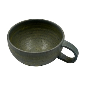 Hand-thrown teacup, large, green, in Danish design by Heidi Vang, pastel colors, ceramic mug, tea mug, coffee cup, salt bowl