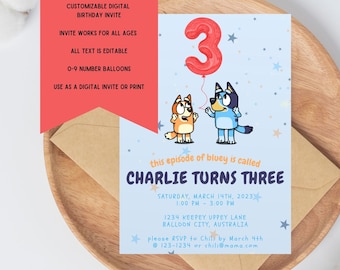 Editable Bluey Birthday Invite - Bluey Party Invitation - Printable Birthday Invitation - Whackado I'm TWO - First Birthday Invite - Any Age