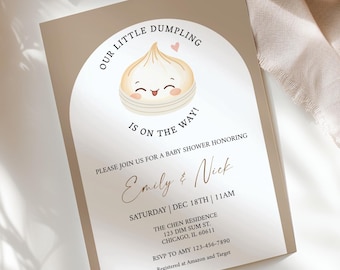 Dumpling Baby Shower Invitation, Dim Sum Theme (Digital Download), BA2