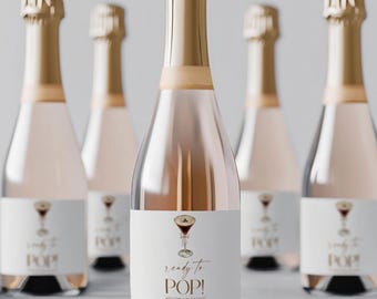 A Tini One Is On The Way Baby Shower Champagne Label, Espresso Martini, (Digital Download), BA5