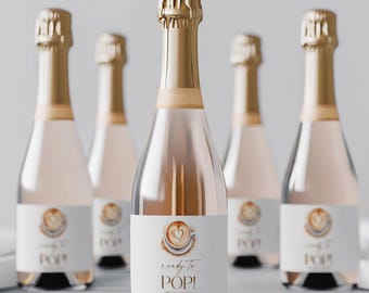 A Baby Is Brewing Baby Shower Champagne Label, Coffee Latte Theme, (Digital Download), BA6