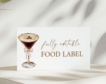 A Tini One Is On The Way Baby Shower Food Label, Espresso Martini Theme, Digital Download, BA5