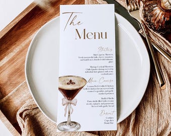 A Tini One Is On The Way Baby Shower Menu Template, Espresso Martini, (Digital Download), BA5