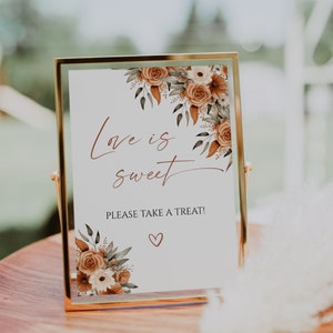 Love Is Sweet Sign, Fall Bridal Shower Love Is Sweet Sign, Floral Dessert Table Sign, Boho Bridal Shower, Fall In Love, BR2