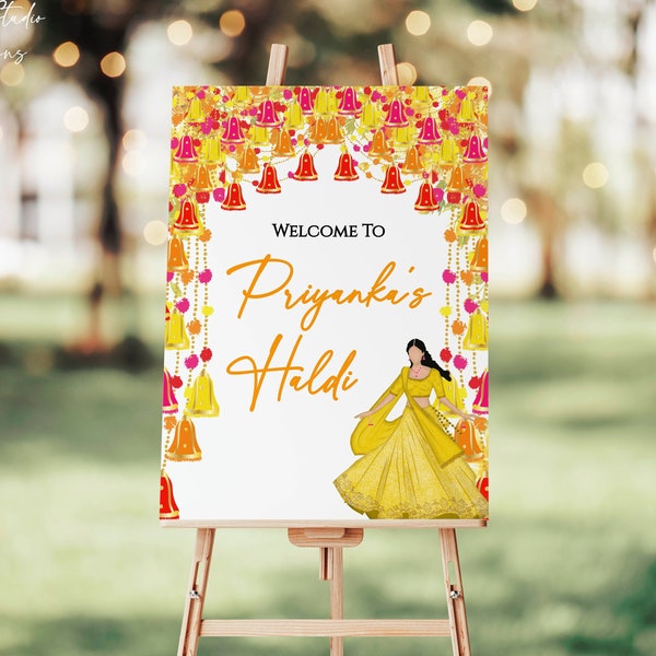 Haldi Welcome Sign, Haldi Decor, Haldi Poster, Haldi Sign, Pithi Welcome Sign, Pithi Decor, Indian Wedding Sign