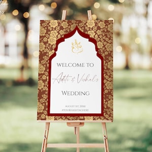 Indian Wedding Welcome Sign, Hindu Wedding Sign, Desi Wedding Decor, Hindu Wedding Ceremony Welcome Sign, Wedding Welcome Sign