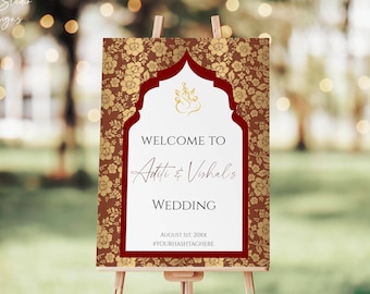 Indian Wedding Welcome Sign, Customizable Template (Digital Download)
