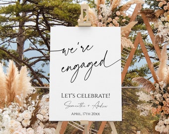 Minimalist Engagement Welcome Sign, Elegant Script (Digital Download)