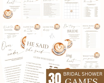 Love Is Brewing Bridal Shower Games Bundle, Coffee Theme (Digital Download), BR9