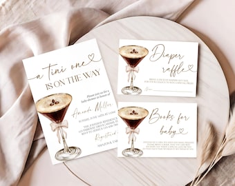 Espresso Martini Baby Shower Invitation Set, "A Tini One" Theme (Digital Download), BA5