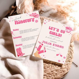 Let's Go Girls Nashville Bachelorette Itinerary, Last Rodeo Bachelorette Invitation, Disco Cowgirl Bachelorette, Nash Bash, Western Bach