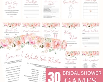 Pink Floral Bridal Shower Games, Petals and Prosecco (Digital Download), BR1