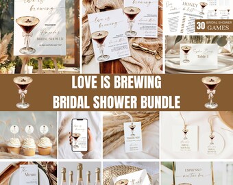 Love Is Brewing Bridal Shower Invitation Bundle, Printable Games (Digital Download), BR4