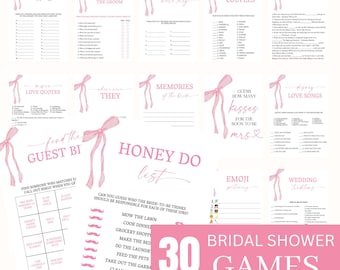 Pink Bow Bridal Shower Games, Coquette Party Package (Digital Download), BR5
