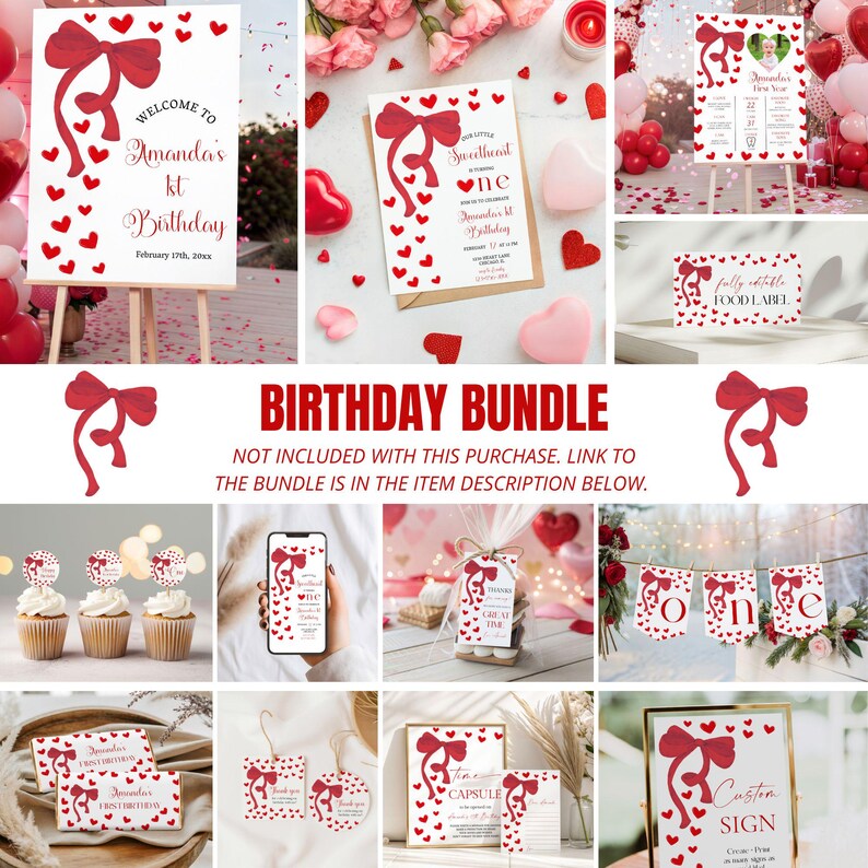 Little Sweetheart Happy Birthday Banner, Valentine 1st Birthday Theme ...