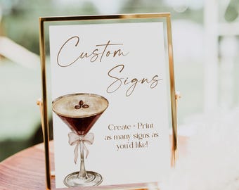 A Tini One Is On The Way Baby Shower Custom Sign, Espresso Martini, (Digital Download), BA5