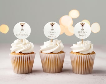 A Tini One Is On The Way Baby Shower Cupcake Toppers, Espresso Martini, (Digital Download), BA5