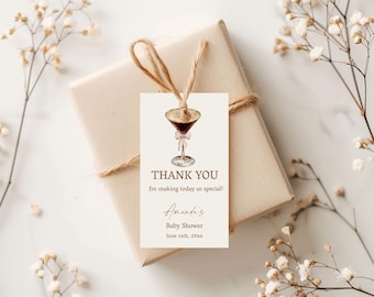 A Tini One Is On The Way Baby Shower Thank You Tag, Espresso Martini, (Digital Download), BA5