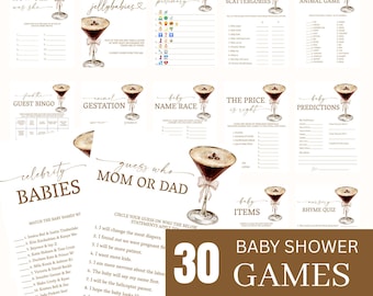 A Tini One Is On The Way Baby Shower Games Bundle, Baby Espresso Martini, (Printable Digital Download), BA5