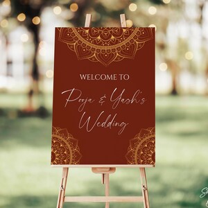 Indian Wedding Welcome Sign, Hindu Wedding Sign, Desi Wedding Decor, Hindu Wedding Ceremony Welcome Sign, Wedding Welcome Sign