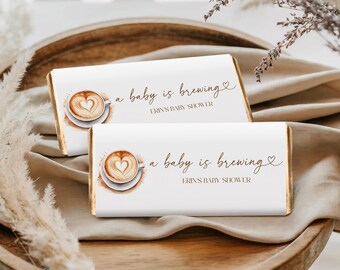 A Baby Is Brewing Baby Shower Chocolate Wrapper, Coffee Latte Theme, (Digital Download), BA6