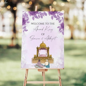 Sikh Wedding Welcome Sign, Punjabi Welcome Sign, Anand Karaj Welcome Sign, Indian Wedding Sign