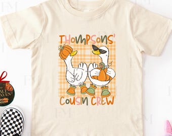 Thanksgiving Cousin Crew Personalized Matching Family Shirts for group, adult youth toddler baby