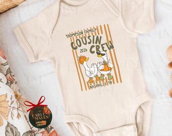 Personalized Thanksgiving Cousin Crew Shirt, Custom Family Name and Location, Matching Kids Fall