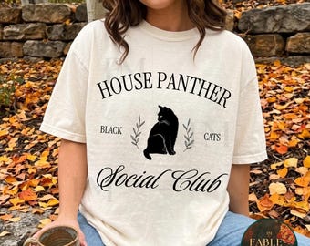 Black Cat Shirt: House Panther Social Club Design for Cat Lovers
