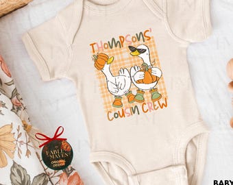 Thanksgiving Cousin Crew Personalized Matching Family Shirts for group, adult youth toddler baby