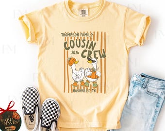 Personalized Thanksgiving Cousin Crew Shirt, Custom Family Name and Location, Matching Kids Fall
