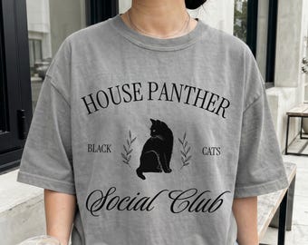 Black Cat Shirt: House Panther Social Club Design for Cat Lovers