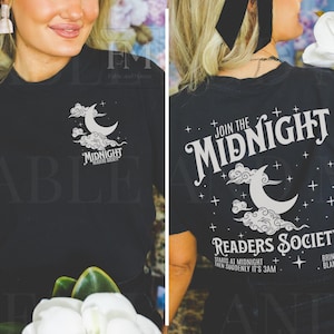 Midnight Readers book club gift reading Comfort Colors Tshirt, late night owl reader merch retro literary bookworm gift cozy aesthetic tee