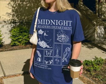Late night readers book club gift reading Comfort Colors® Tshirt for night owl reader bookstagram  merch retro literary bookworm gift