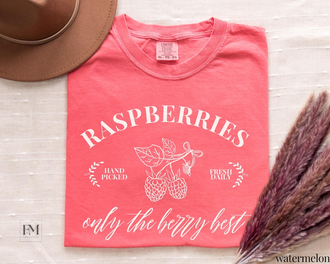 White And Raspberry Color Shirt Raspberry T-shirt Minimal Berry Jam Farmers Market Summer Shirt Cute ...