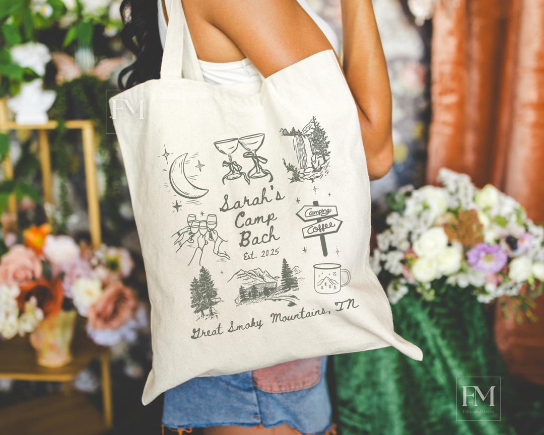 Camp Bachelorette Tote Bag Custom Cotton Canvas Reusable Camping Party ...